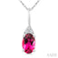 Oval Shape Gemstone & Diamond Pendant