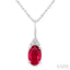 Oval Shape Gemstone & Diamond Pendant