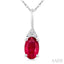 Oval Shape Gemstone & Diamond Pendant