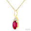 Oval Shape Gemstone & Diamond Pendant