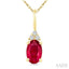 Oval Shape Gemstone & Diamond Pendant