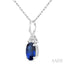 Oval Shape Gemstone & Diamond Pendant