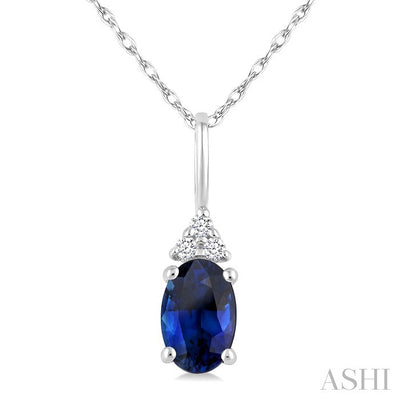 Oval Shape Gemstone & Diamond Pendant