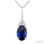Oval Shape Gemstone & Diamond Pendant