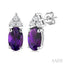 Oval Shape Gemstone & Diamond Earrings
