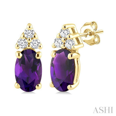 Oval Shape Gemstone & Diamond Earrings