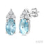 Oval Shape Gemstone & Diamond Earrings