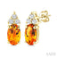 Oval Shape Gemstone & Diamond Earrings