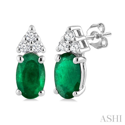 Oval Shape Gemstone & Diamond Earrings