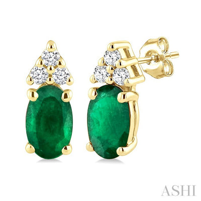 Oval Shape Gemstone & Diamond Earrings