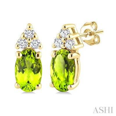 Oval Shape Gemstone & Diamond Earrings