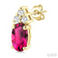 Oval Shape Gemstone & Diamond Earrings