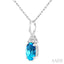 Oval Shape Gemstone & Diamond Pendant