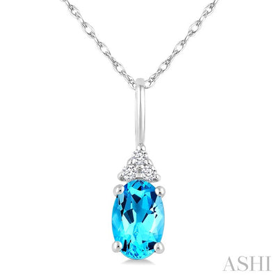 Oval Shape Gemstone & Diamond Pendant