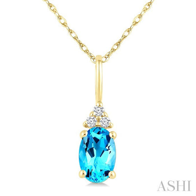 Oval Shape Gemstone & Diamond Pendant