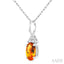 Oval Shape Gemstone & Diamond Pendant