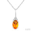 Oval Shape Gemstone & Diamond Pendant