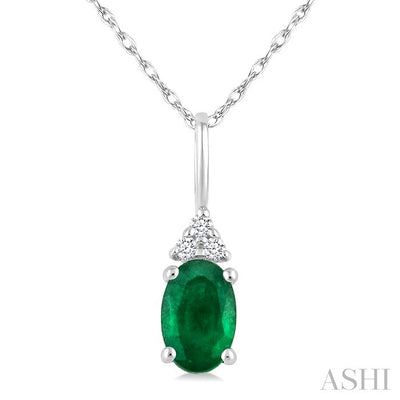 Oval Shape Gemstone & Diamond Pendant