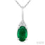 Oval Shape Gemstone & Diamond Pendant