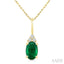 Oval Shape Gemstone & Diamond Pendant