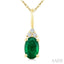 Oval Shape Gemstone & Diamond Pendant