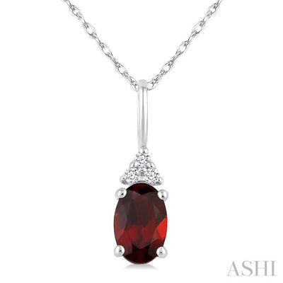 Oval Shape Gemstone & Diamond Pendant