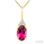 Oval Shape Gemstone & Diamond Pendant