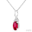 Oval Shape Gemstone & Diamond Pendant