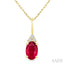 Oval Shape Gemstone & Diamond Pendant