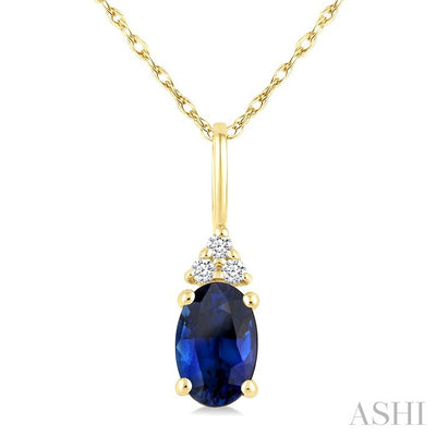 Oval Shape Gemstone & Diamond Pendant