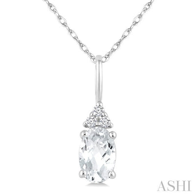 Oval Shape Gemstone & Diamond Pendant