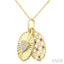 Heart Shape Fluted Gemstone & Diamond Fashion Pendant
