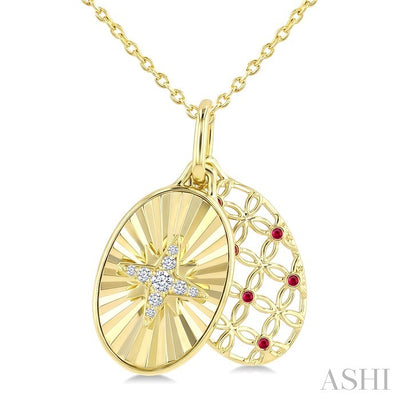 Star Shape Fluted Gemstone & Diamond Fashion Pendant