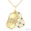 Clover Fluted Gemstone & Diamond Fashion Pendant