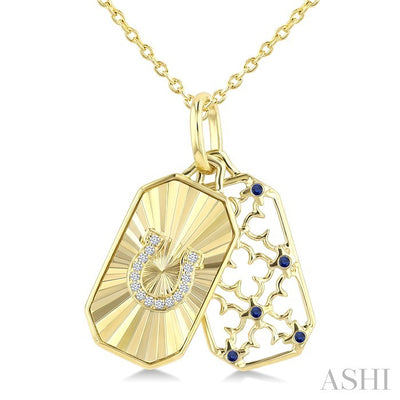 Horseshoe Fluted Gemstone & Diamond Fashion Pendant