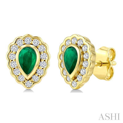 Bold Pear Shape Gemstone & Diamond Earrings
