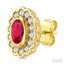 Bold Oval Shape Gemstone & Diamond Earrings