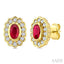 Bold Oval Shape Gemstone & Diamond Earrings
