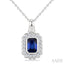 Bold Emerald Shape Gemstone & Diamond Pendant