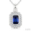 Bold Emerald Shape Gemstone & Diamond Pendant
