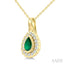 Bold Pear Shape Gemstone & Diamond Pendant