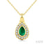 Bold Pear Shape Gemstone & Diamond Pendant