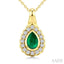 Bold Pear Shape Gemstone & Diamond Pendant