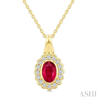 Bold Oval Shape Gemstone & Diamond Pendant