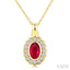 Bold Oval Shape Gemstone & Diamond Pendant