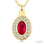 Bold Oval Shape Gemstone & Diamond Pendant
