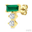 Emerald Shape Gemstone & Petite Diamond Earrings