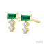Emerald Shape Gemstone & Petite Diamond Earrings