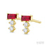 Emerald Shape Gemstone & Petite Diamond Earrings