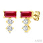 Emerald Shape Gemstone & Petite Diamond Earrings